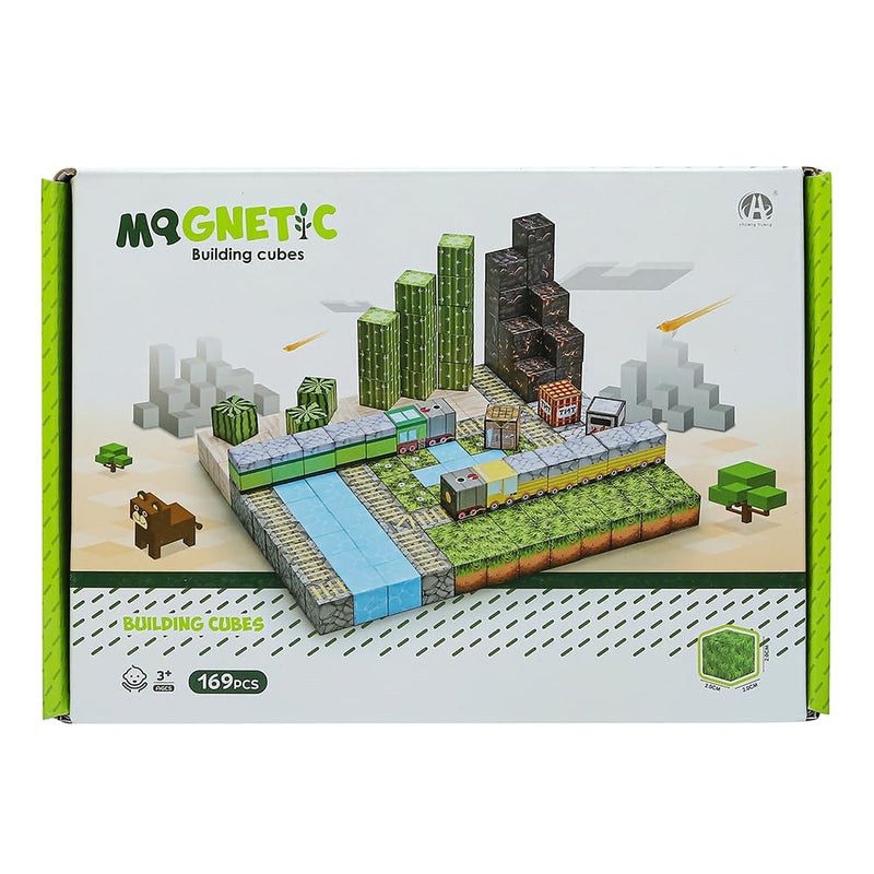 Knick Knack Magnetic World Building Blocks Set | Mini Themed Magnetic Cubes for Kids Ages 3 and Up (169 Pieces) - Image 2